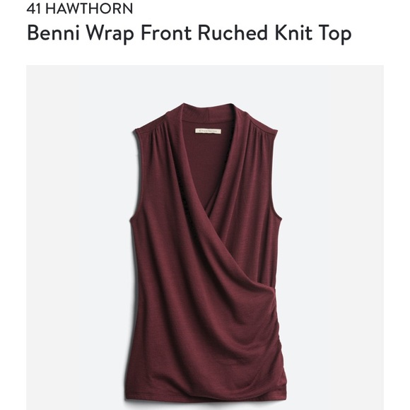 41 hawthorn benni wrap front ruched knit top Clearance